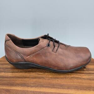 Wolky Shoes Women's 8 Brown Leather Lace Up Walking Comfort Oxford Square Toe